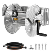 Wall Mounted Garden Hose Reel 150ft 5/8in Hose Winder with Brass Fitting and Hose Guide